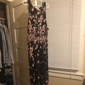 Navy Cherry Blossom Sleeveless Maxi Dress